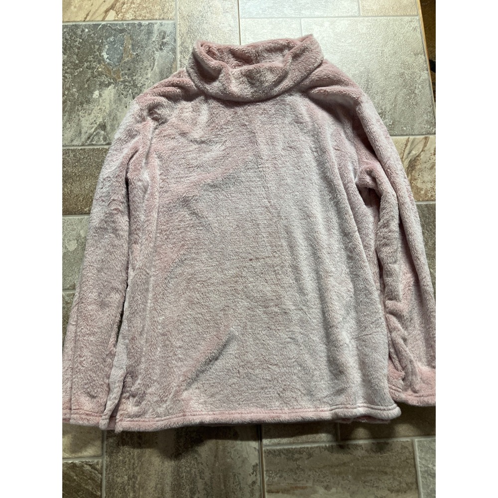Emily‎ Daniels Pink Plush Fuzzy Turtleneck Pullover Top XL
